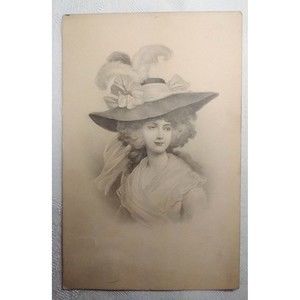 Vienna Austria  Ferrovia Post Card Victorian Woman Romantic Written Message FIRM